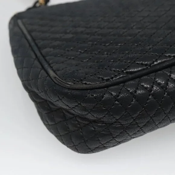 Authentic BALLY Chain Shoulder Bag Leather Black Gold - Picture 8 of 16